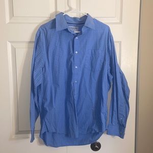 Men's Croft and Barrow Size L Blue Checkerboard Button Down Long Sleeve Shirt